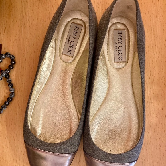 Jimmy Choo Whirl 40 US 9-9.5 Silver Cap Toe Wool Slip On Flats Shoes MSRP $425 - Picture 10 of 11
